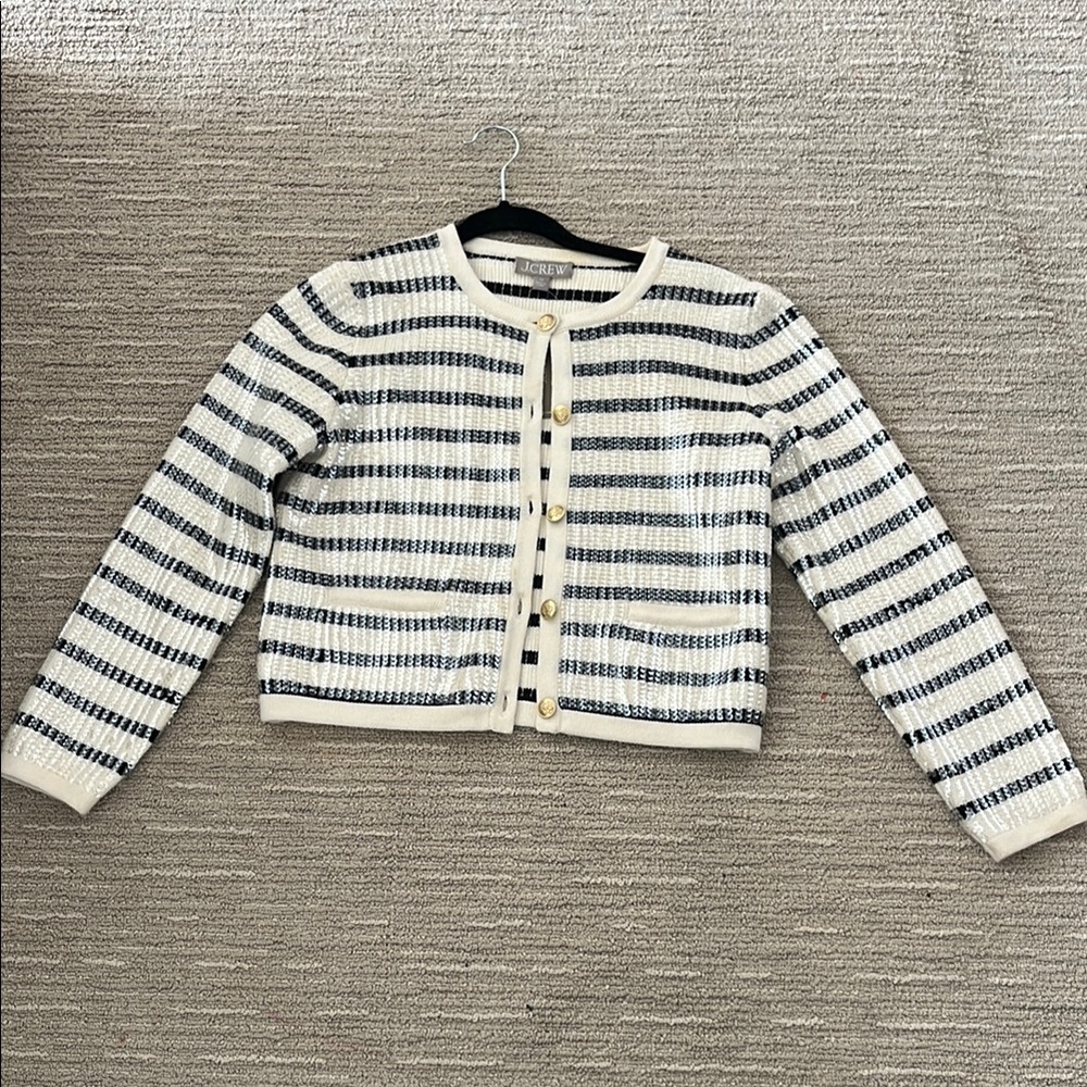 J. Crew Black and White Cardigan Sweater